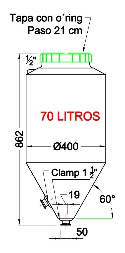 Fermentador Infinity Rotomolding Clamp 70l Cerveza