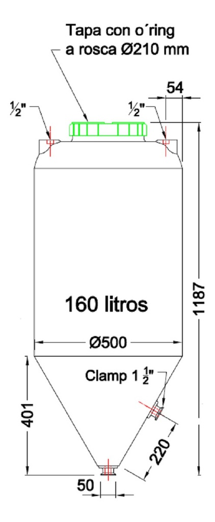 Fermentador Infinity Rotomolding Clamp 160l Cerveza